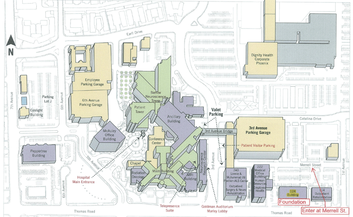A map of where to find the foundations on the St. Joseph's campus.