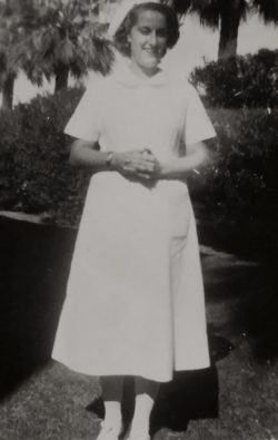 Billie Oddonetto in her first nurses uniform.