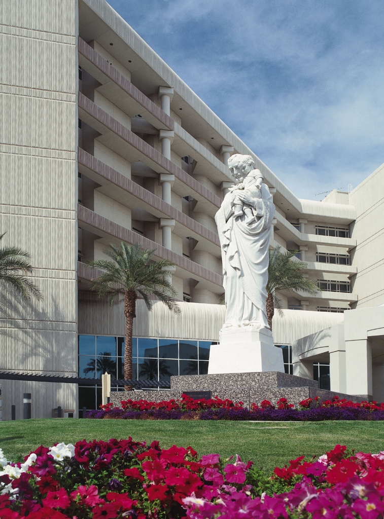 St. Joseph's statute in front of hospital