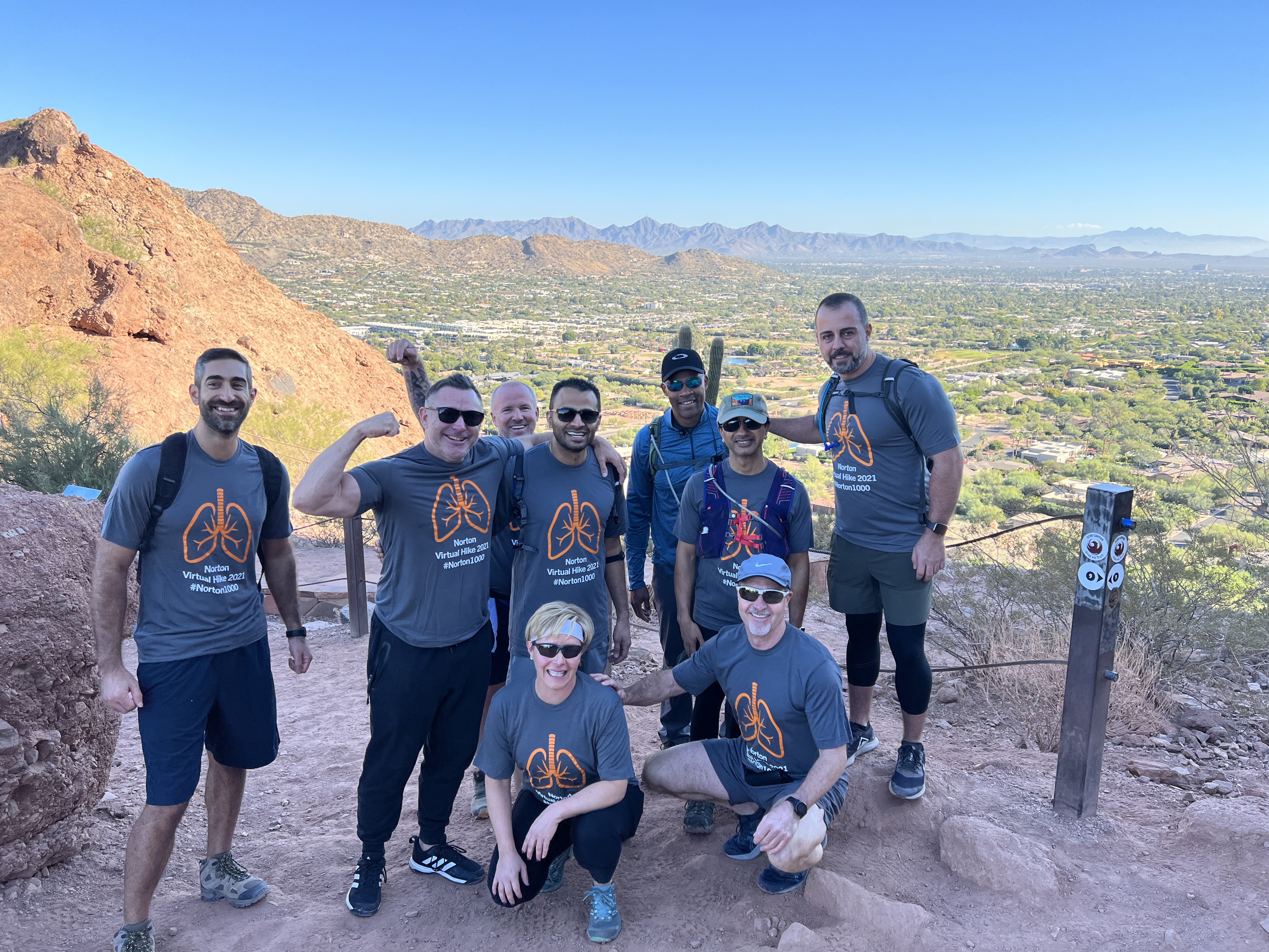Team climbing Camelback in Norton Virtual Hike