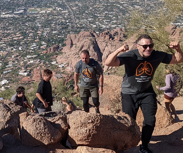 Hikers climbing Camelback Mountain