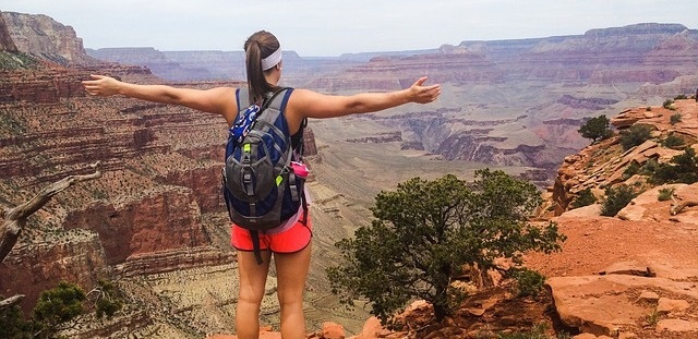 grand canyon with hiker