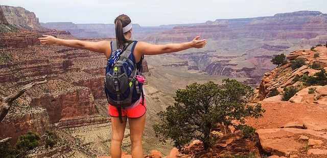 grand canyon with hiker 