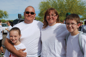 Michele Lisee with her family following her transplant.