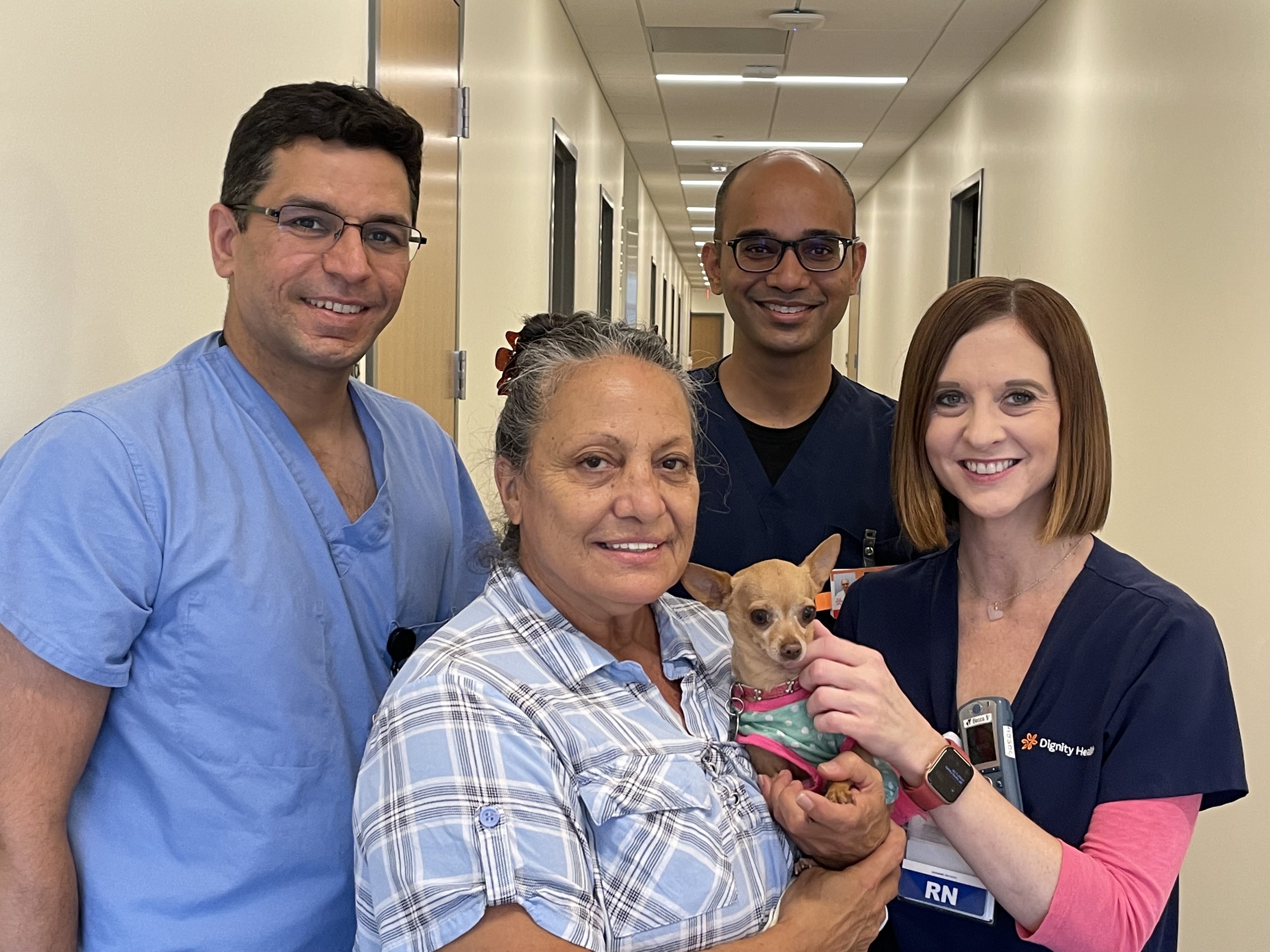 Drs. Saeed and Torri and nurse with Christine Trujillo Greengrass