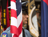 Memorial wall at St. Joseph's honors those who served.